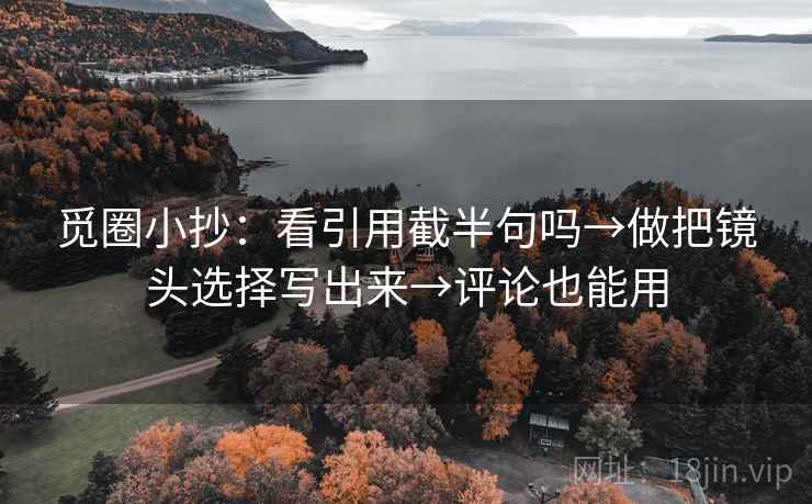 觅圈小抄:看引用截半句吗→做把镜头选择写出来→评论也能用 觅圈小抄:看引用截半句吗→做把镜头选择写出来→评论也能用