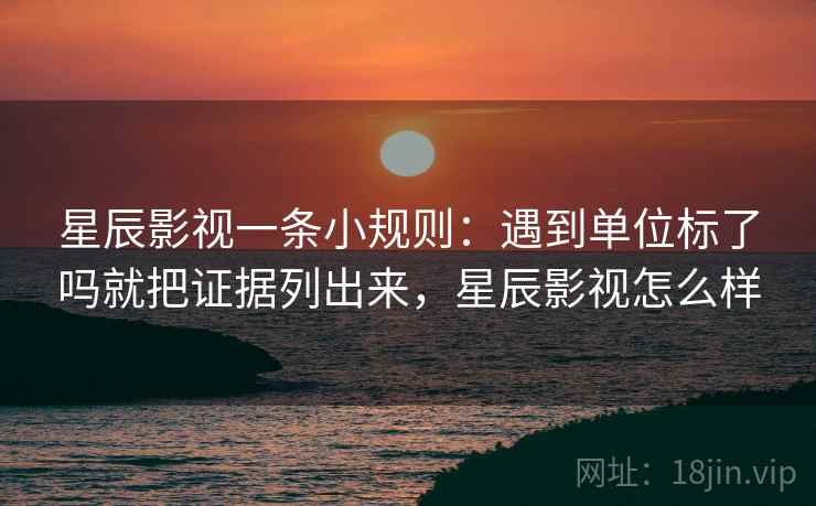 星辰影视一条小规则:遇到单位标了吗就把证据列出来,星辰影视怎么样 星辰影视一条小规则:遇到单位标了吗就把证据列出来,星辰影视怎么样